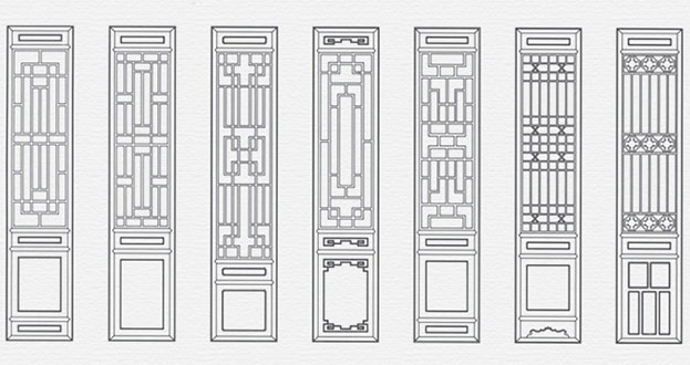 武陵源常用中式仿古花窗图案隔断设计图